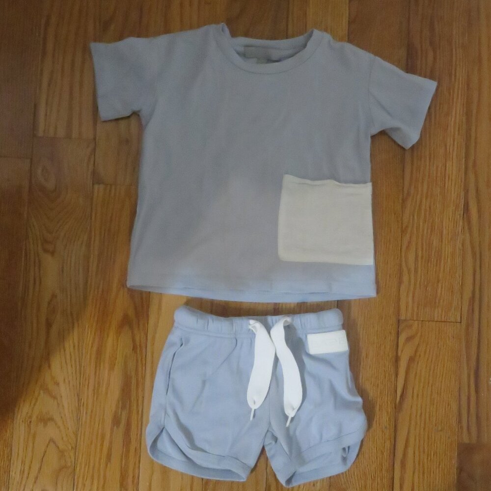 Bace Light Blue T-shirt and Shorts Set with Pocket Detail